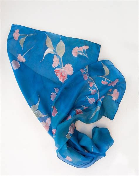 Cobalt Blue Silk Scarf Cherry Blossom Shop Klaradar Scarves