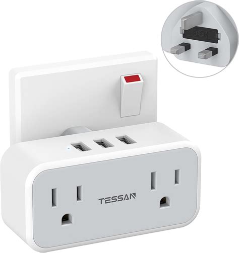 Tessan Us To Uk Plug Adapter Type G Power Adapter With 2