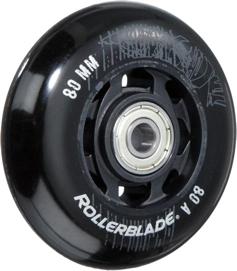 Rollerblade Urban Wheel Set 80 MM / 80A wheels, SG7 Ball Bearing Metal Bead Spacers Black ...