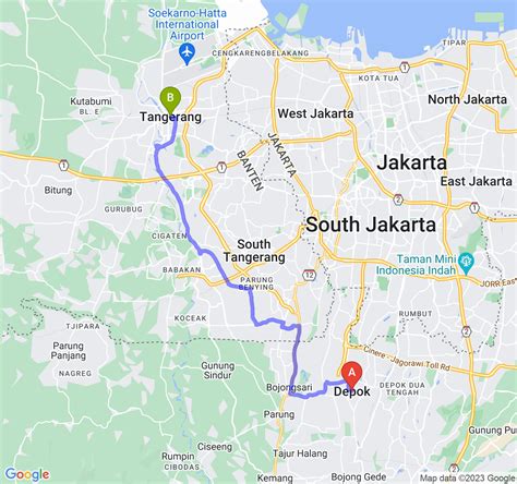 Ini Jarak Dan Durasi Perjalanan Dari Kota Depok Ke Kota Tangerang Navi Id