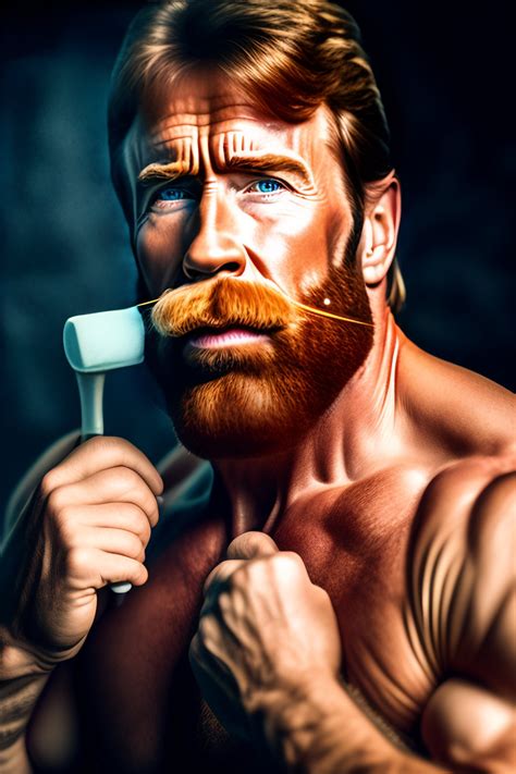 Lexica - Photograph of Chuck Norris shaving his moustache, 4k, hdr