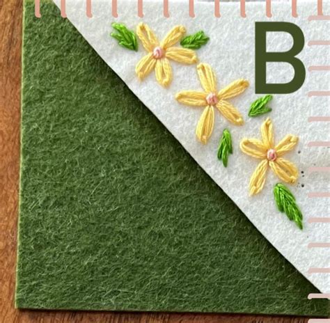 Monogrammed Felt Corner Bookmark Hand Embroidered With Flowers