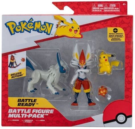 Pokémon Battle Ready 4 Figure Multi Pack Pikachu Cinderace Pyrobut