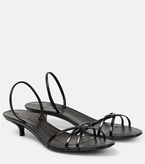 The Row Harlow 35 Leather Slingback Sandals In Black Endource