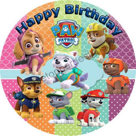 Paw Patrol Personalized Edible Print Premium Cake Topper Frosting Shee Edible Toppers And More