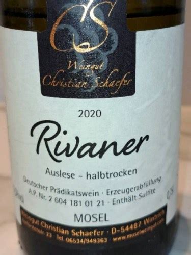 Christian Schaefer Rivaner Auslese Halbtrocken Vivino Us