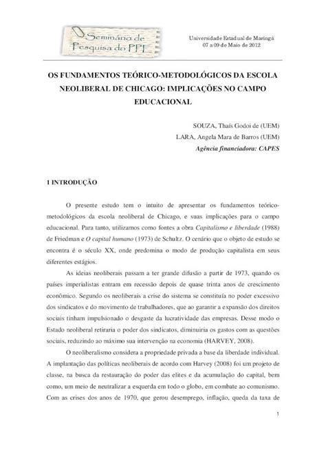 PDF os fundamentos teórico metodológicos da escola neoliberal