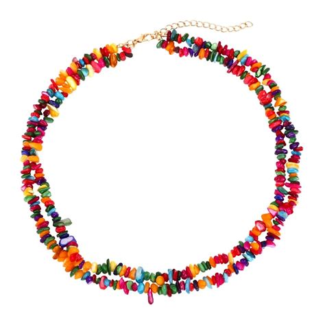 Exaggerated Bohemian Double Layer Color Gravel Necklace For Woman