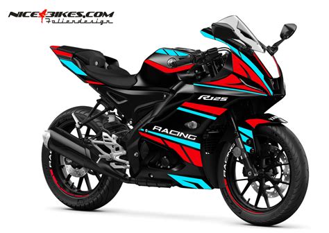 Foliendesign Yamaha R Light Blue Racing Red Nice Bikes H Ndler Shop