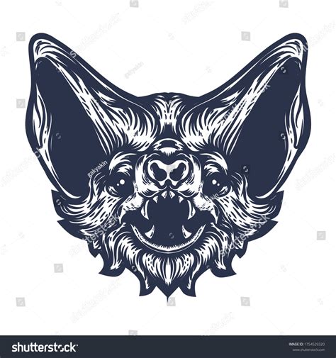 Bat Face Artwork Tattoo Sketch Stock Vector (Royalty Free) 1754529320 ...