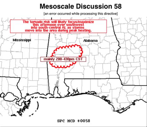 Spc Mesoscale Discussion — Tornado Potential Increasing Over Southwest And South Central Alabama