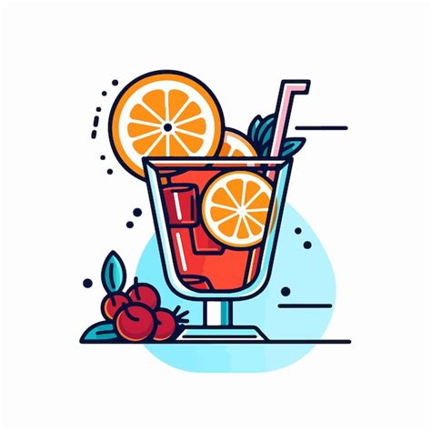 Premium Vector A Glass Of Raspberry Cocktail With A Straw And A