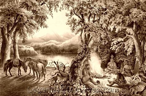 Trappers Campfire By Currier And Ives 1866 Mountain Man