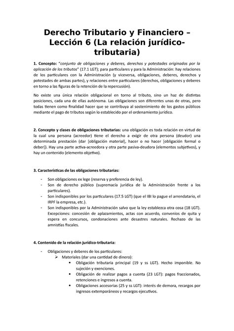 Derecho Tributario Y Financiero Lecciones 6 A 9 Derecho Tributario