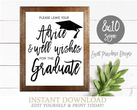 Advice For The Graduate Sign Graduation Party Decor Graduation Advice