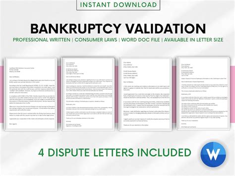 Bankruptcy Credit Dispute Letter Template Diy Credit Repair Etsy