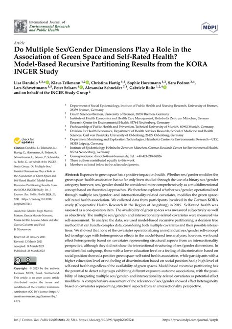 Pdf Do Multiple Sex Gender Dimensions Play A Role In The Association