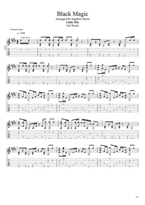 Little Mix Black Magic Fingerstyle Guitar Tab 단선 악보 By Sapphire Moon