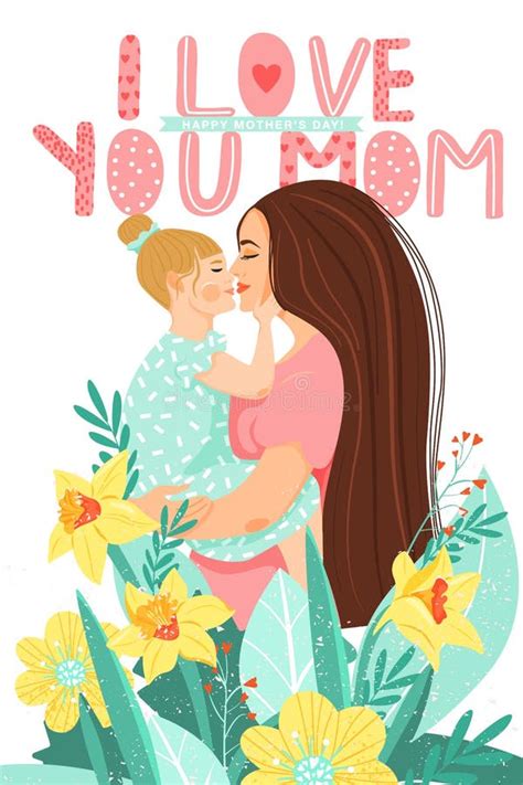 Happy Motherâ€™s Day Greeting Card Beautiful Mother With Daughter