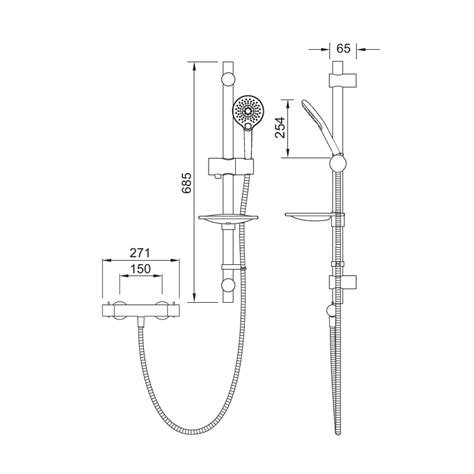 Deva Grasmere Cool Touch Exposed Shower Valve And Adjustable Riser Rail