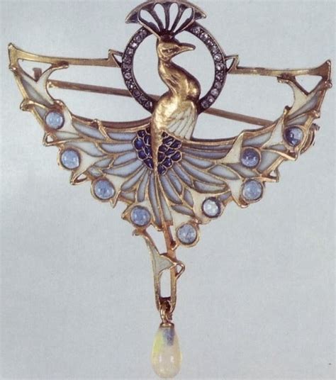 Lucien Gautrait Moonstone Peacock Bijoux Art Nouveau Art Nouveau