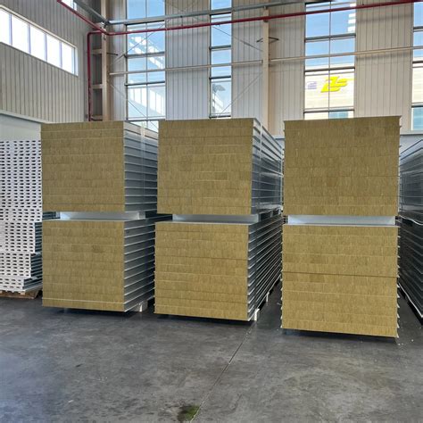 Lightweight Prefab Fire Proof Rock Wool Sandwich Wall Panel For