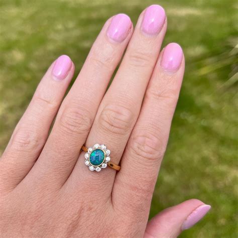 Francis And Gaye 18ct Gold Diamond And Opal Cluster Ring Jewellery From