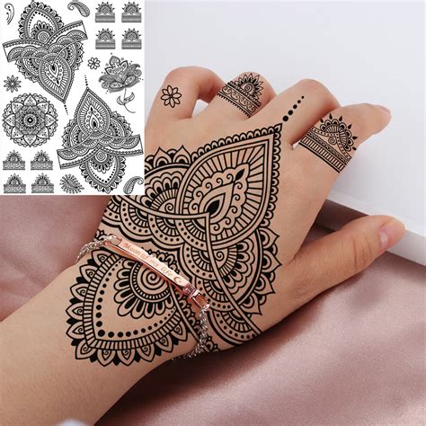 Egmbgm 28 Sheets Tribal Henna Temporary Tattoos For Women Girls