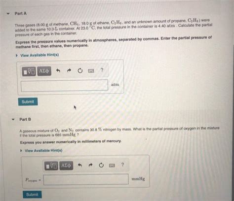 Solved Part A Three Gases 8 00 G Of Methane CH 18 0 G Of Chegg