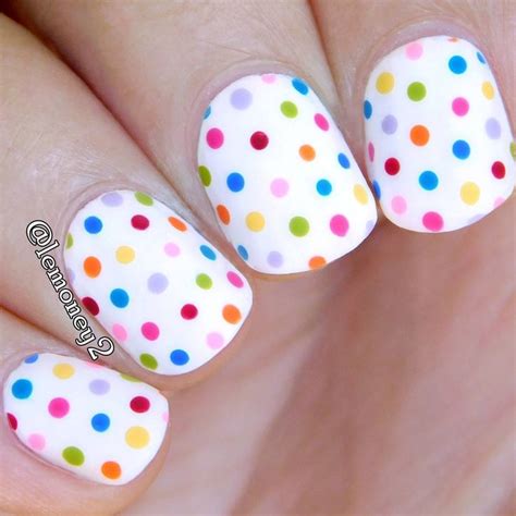 Colorful Confetti Polka Dots Dotticure Nail Art Easter Nail Designs Polka Dot Nails Easter Nails