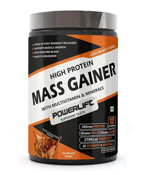 Powerlift Muscle Mass Gainers Protein Powder Gm Rich Chocolate