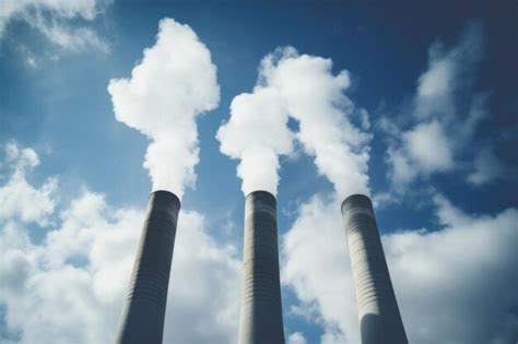 Premium Photo Chimney Stacks Emitting Smoke Into The Clear Sky