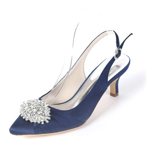 Creativesugar Pointed Toe Sling Slingback Satin Evening Dress Shoes Pleated Know Crystal Brooch