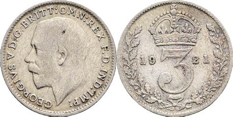 Großbritannien 3 Pence 1921 ss MA Shops