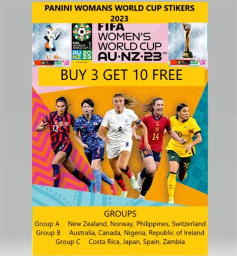 Panini Womens World Cup 2023 Stickers Groups A B C Buy 3 Get 10