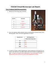 FSS150 Virtual Microscope Lab Report ANSWERS Docx FSS150 Virtual