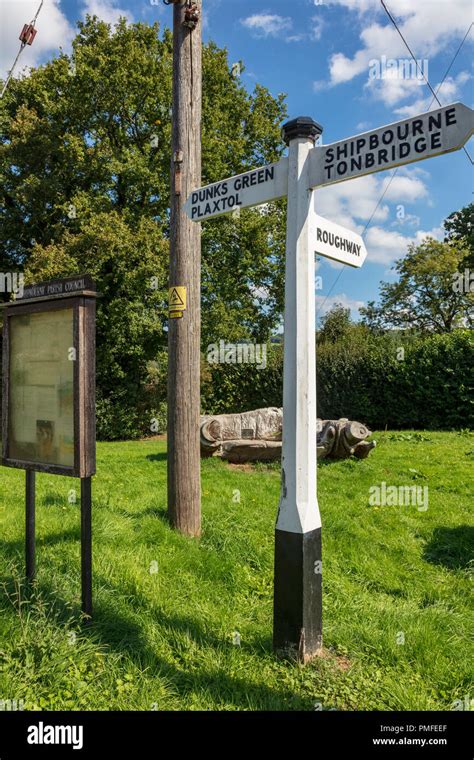 A Traditional Finger Post Made From Wood At Dunks Green Kent Uk