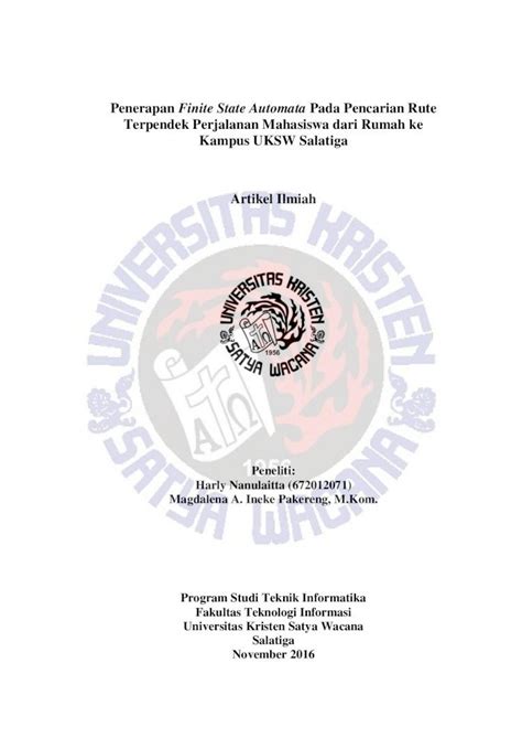 PDF Penerapan Finite State Automata Pada Pencarian Rute