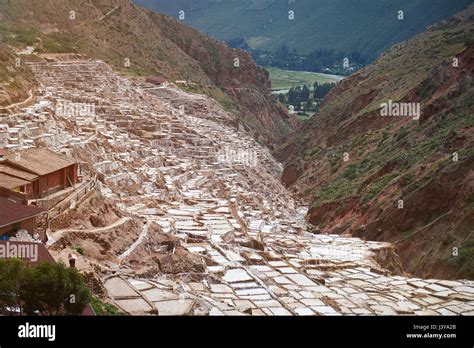 Salt Pool In Sacred Valley In Peru Traditional Maras Of Inca Stock