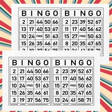 1200 Printable Bingo Cards 2 Per Page Large Activities For Etsy