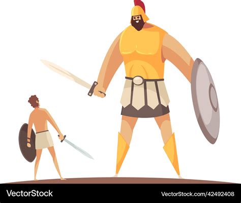 David Goliath Battle Composition Royalty Free Vector Image