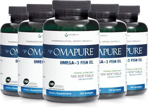 Omapure Omega 3 Fish Oil Supplement 5 Bottles 120 Softgels 30