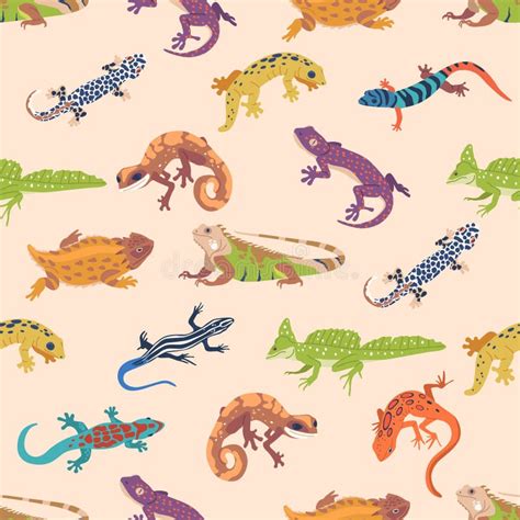 Exotic Lizard And Varans Seamless Pattern Vibrant And Captivating