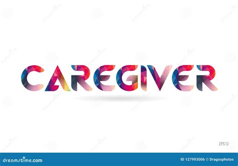 Caregiver Pink Blue Color Word Text Logo Icon Cartoon Vector