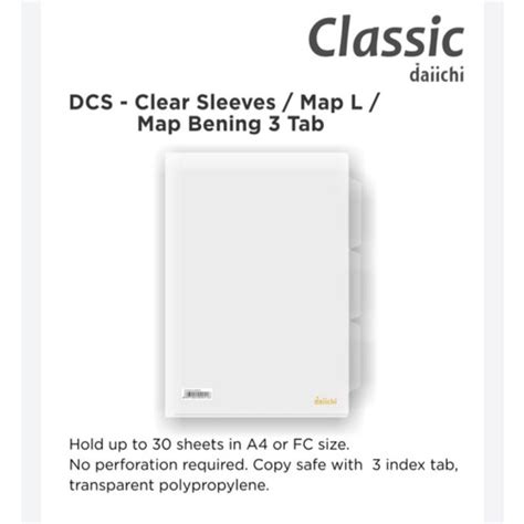 Jual Map L Map Folder Bening Clear Sleeves Sheet Daiichi Classic Dcs