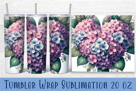 Pink Hydrangea Tumbler Wrap Sublimation Floral