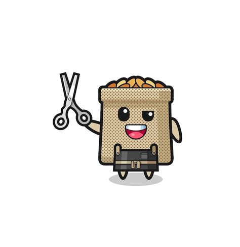 Premium Vector Wheat Sack Character As Barbershop Mascot