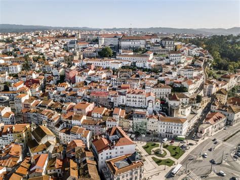 Aerial View Of City Center Of Historic Coimbra Portugal Stock Photo