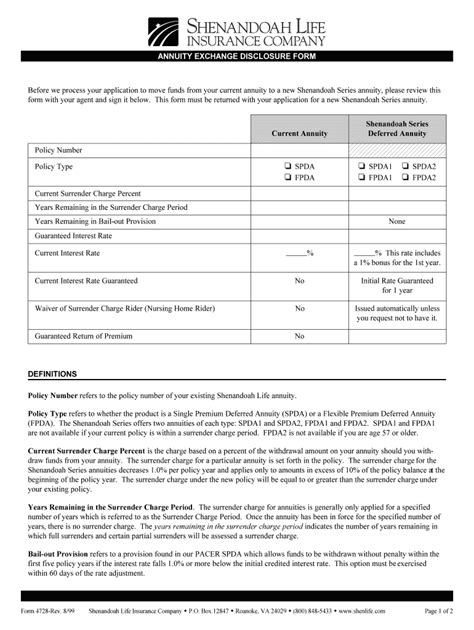 Fillable Online Annuity Exchange Disclosure Form Before We Process