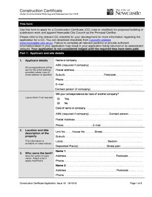 Fillable Online Newcastle Nsw Gov D B Construction Certificate